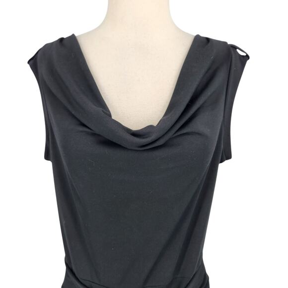 Vintage The Limited Jersey Dress with attached Ties Black Draped Front Medium - Picture 8 of 8